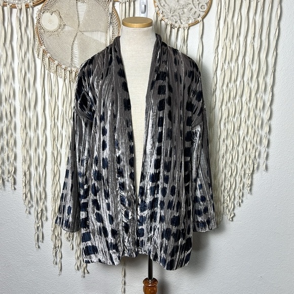 J. Jill | Pure Jill Gray Taupe and Navy Velvet Jacket Size M - Picture 1 of 9